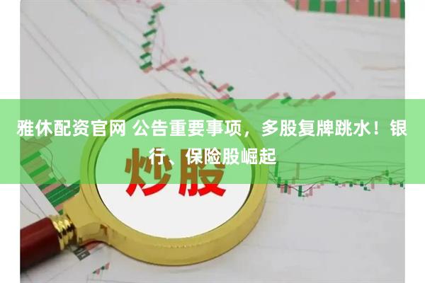 雅休配资官网 公告重要事项，多股复牌跳水！银行、保险股崛起
